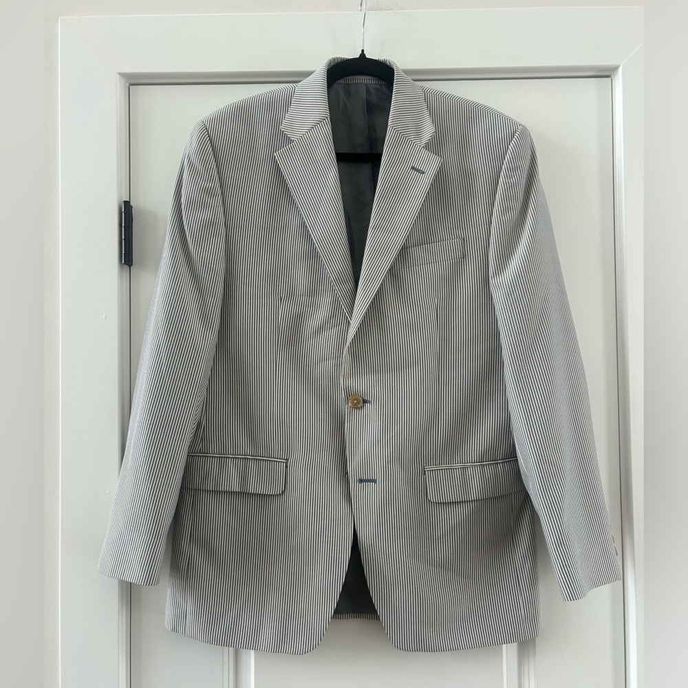 Lauren Ralph Lauren Grey Pin Striped Blazer Suit Jacket Mens 39R